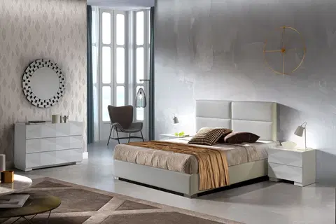 Luxusní a stylové postele Estila Moderní luxusní manželská postel Sara s čalouněním z ekokůže a s úložným prostorem 140-180cm