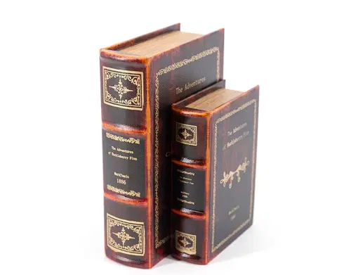 Různé luxusní dekorace a doplňky Estila Koloniální kožený set dekorativních knih Mark Twain v černém designovém vintage obalu 27cm