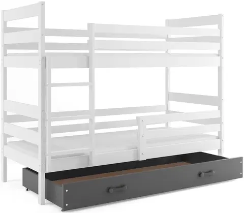 Postele BMS Dětská patrová postel ERYK | bílá Barva: bílá / šedá, Rozměr: 200 x 90 cm