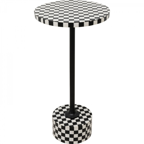 Odkládací stolky KARE Design Odkládací stolek Domero Chess - černobílý, Ø25cm