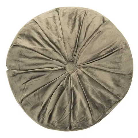Dekorační polštáře Khaki kulatý sametový polštář - Ø 38*8 cm Clayre & Eef KT033.001GR