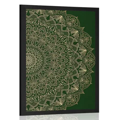 Feng Shui Plakát detailní ozdobná Mandala v zelené barvě
