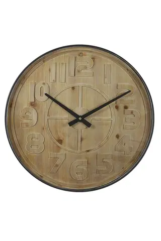 Hodiny Dřevěné nástěnné hodiny s kovovým rámem Logan - Ø 80*6cm Light & Living 7108764