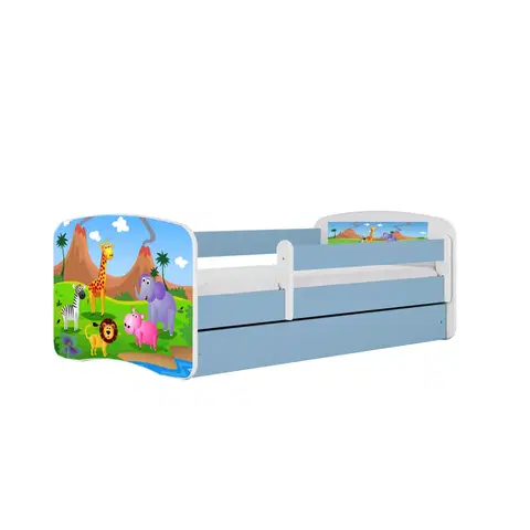 Dětské postýlky Kocot kids Dětská postel Babydreams safari modrá, varianta 70x140, bez šuplíků, bez matrace