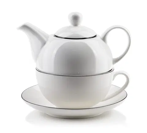 Čajníky Affekdesign Konvice s šálkem čaje pro jednoho Laury bílá