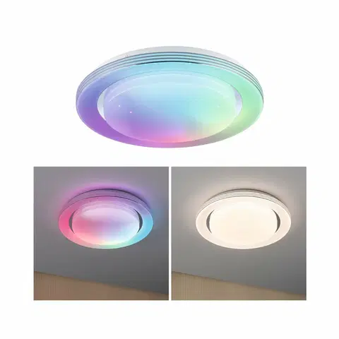 LED stropní svítidla PAULMANN LED stropní svítidlo Rainbow efekt duhy RGBW 230V 22W chrom/bílá