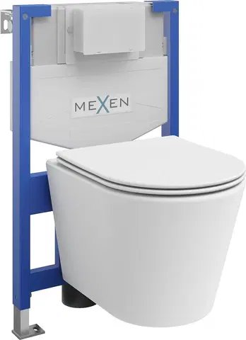WC sedátka MEXEN/S WC předstěnová instalační sada Fenix XS-F s mísou WC Rico + sedátko softclose,  bílá mat 68030724001