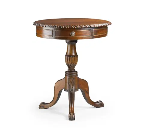 Luxusní a designové příruční stolky Estila Rustikální kulatý příruční stolek M-VINTAGE z masivu ve stylu Chippendale 60cm
