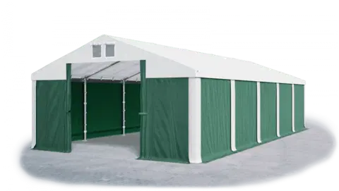 Zahrada Skladový stan 5x10x2,5m střecha PVC 560g/m2 boky PVC 500g/m2 konstrukce ZIMA PLUS Zelená Bílá Bílá