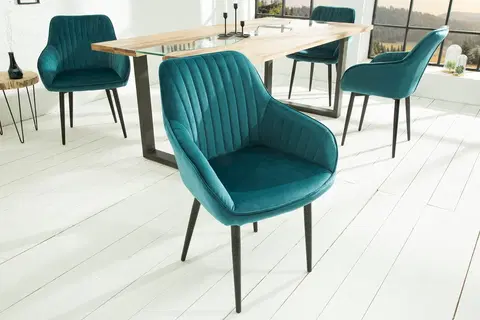 Luxusní jídelní židle Estila Designová židle Timeless Comfort tyrkysová