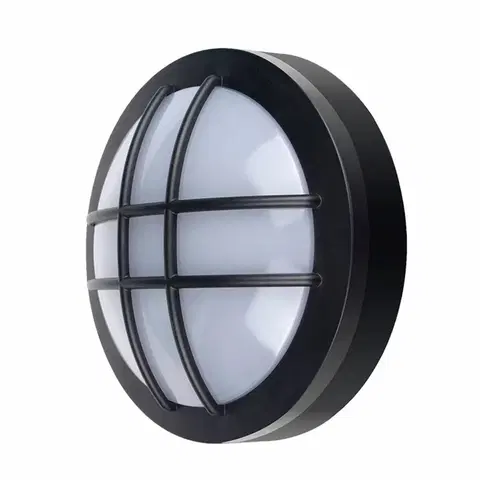 LED venkovní nástěnná svítidla Solight LED venkovní osvětlení kulaté s mřížkou, 13W, 910lm, 4000K, IP65, 17cm, černá WO753