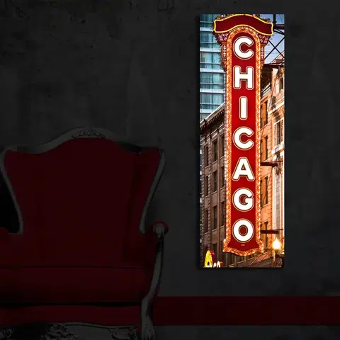 Obrazy Dekorativní nástěnný obraz CHICAGO s led osvětlením 30 cm plátno