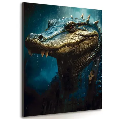 Obrazy vládci živočišné říše Obraz modro-zlatý krokodýl