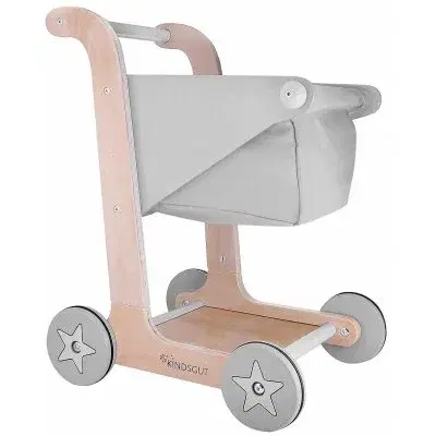Hračky KINDSGUT - Dřevěný nákupní vozík šedá