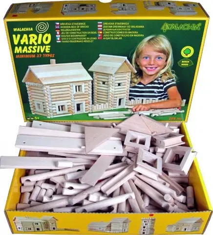 Hračky stavebnice WALACHIA - Dřevěná stavebnice VARIO MASSIVE 209 dílů