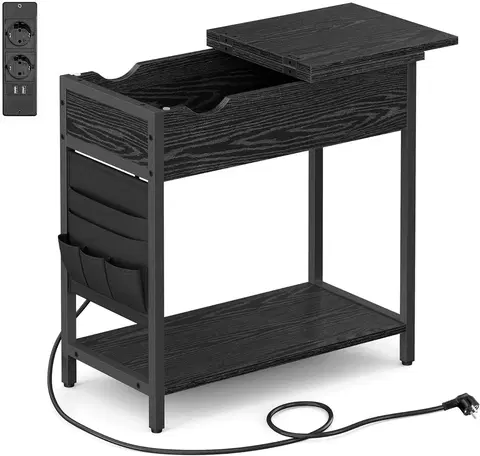 Stolky do obývacího pokoje SONGMICS Odkládací stolek Vasagle Laurin s USB porty černý
