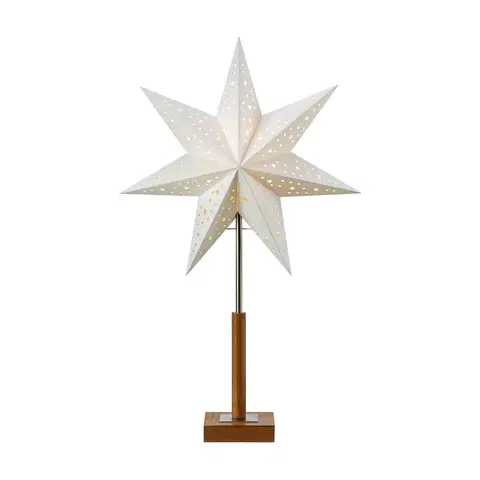 Vánoční světelná hvězda Markslöjd Hvězda Solvalla s dřevěnou základnou 55 cm bílá
