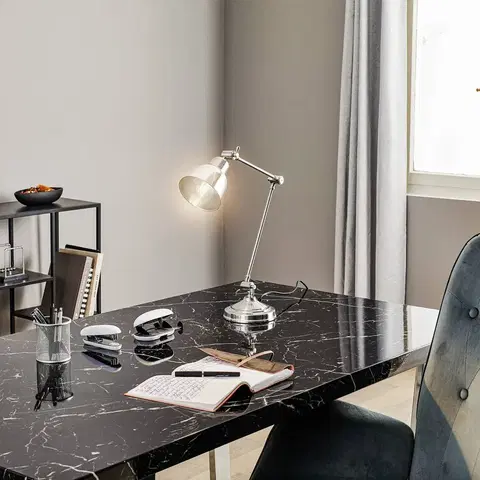 Stolní lampy kancelářské Euluna Stolní lampa Emoti, chromová, výška 45 cm, nastavitelná