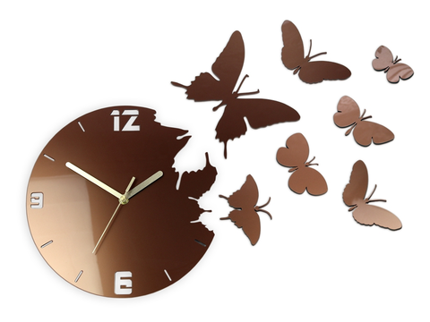 Nalepovací hodiny ModernClock 3D nalepovací hodiny Butterflies meděné