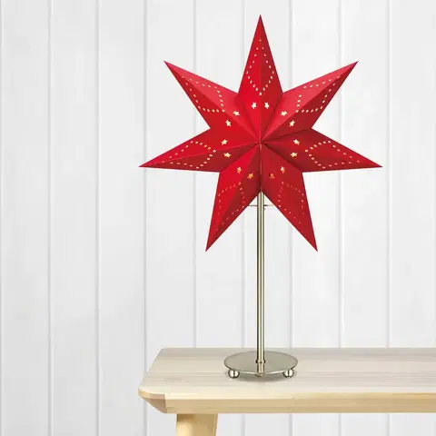Vánoční světelná hvězda Markslöjd Stojící hvězda Saturnus, sedmicípá, ocel/červená