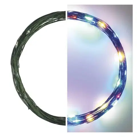 LED řetězy EMOS LED vánoční nano řetěz zelený, 4 m, venkovní i vnitřní, multicolor, časovač D3AM01