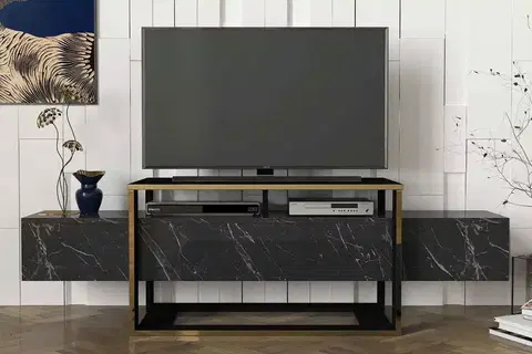 TV stolky Sofahouse Designový TV stolek Olivera 160 cm černý