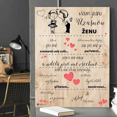 Cedulky s věnovaním (dárky) Dárky pro zamilované - Personalizovaný obraz pro vaši manželku