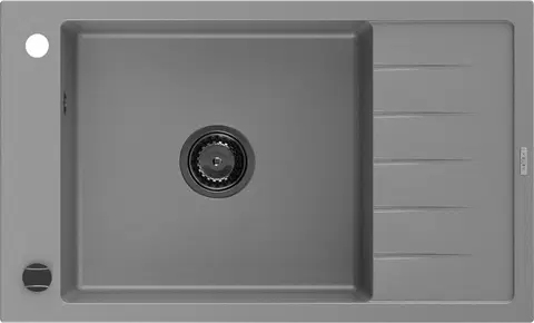 Sifony k pračkám MEXEN/S Elias granitový dřez 1 s odkapávačem 795 x 480 mm, šedá, + černý sifon 6511791005-71-B