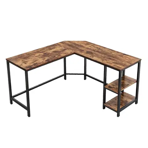 Psací stoly Rohový psací stůl Houseland SARAH hnědý/černý