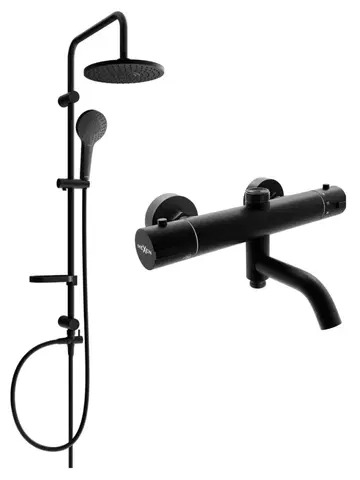 Sprchy a sprchové panely MEXEN/S Erik sprchový sloup včetně sprchové termostatické baterie Kai, černá 77900205-70