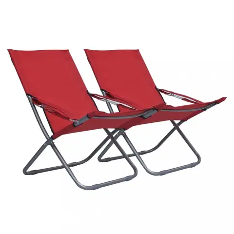 Zahradní křesla a židle Skládací plážová křesílka 2 ks Dekorhome Červená