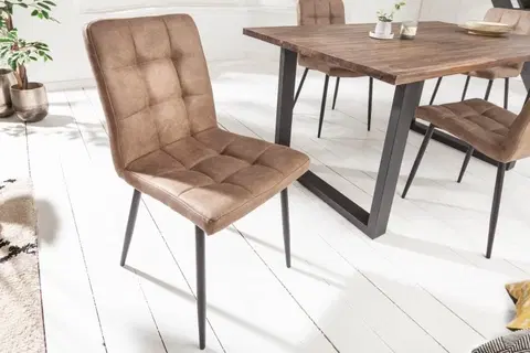 Luxusní jídelní židle Estila Čalouněná designová židle Modena s tmavošedým potahem z mikrovlákna 87cm