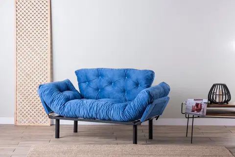 Pohovky a gauče Pohovka s lůžkem NITTA dvoumístná modrá