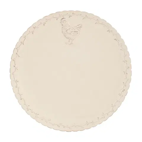 Talíře Béžový keramický jídelní talíř s dekorem slepičky Chicken Rustic - Ø 26cm Clayre & Eef HRFP