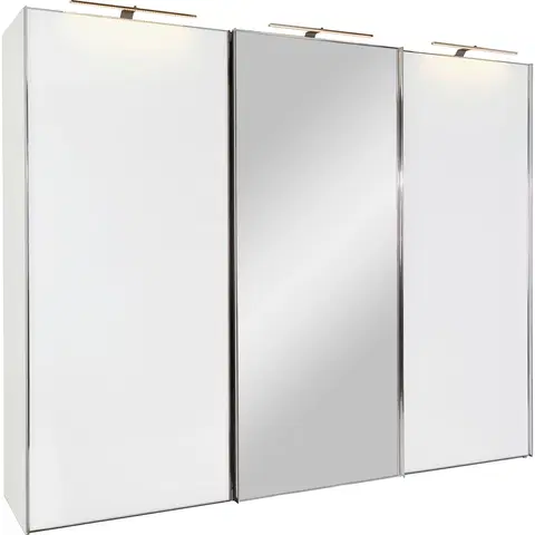 Šatní skříně s posuvnými dvěřmi Šatní Skříň Se Zrcadlem Sonate Rom, 336x240 Cm, Bílá