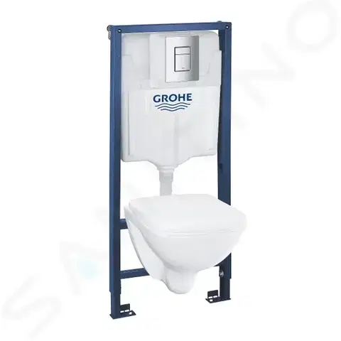 Záchody GROHE Solido Set předstěnové instalace, klozetu a sedátka softclose, tlačítko Even, chrom 39467000