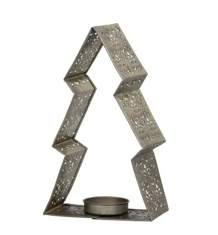 Svícny Bronzový antik kovový svícen ve tvaru stromku na čajovou svíčku - 10*5*16 cm Chic Antique 71094413
