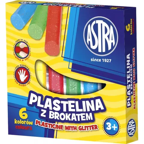 Hračky ASTRA - Plastelína s třpytkami 6 barev, 303109001