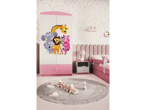 Dětský nábytek Kocot kids Dětská skříň Babydreams 90 cm ZOO růžová