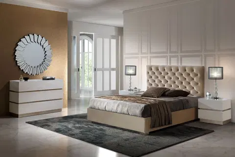 Luxusní a stylové postele Estila Moderní čalouněná postel Gala s nadčasovým chesterfield prošíváním 140-180cm