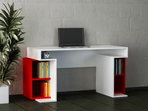 Kancelářské a psací stoly Psací stůl MONUMENT bílý červený