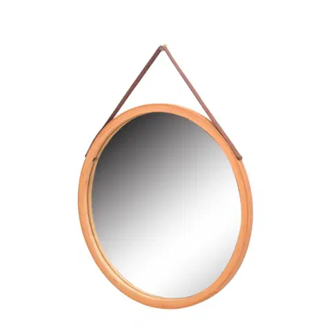 Regály a poličky Nástěnné zrcadlo Lemi s bambusovým rámem, pr. 45 cm