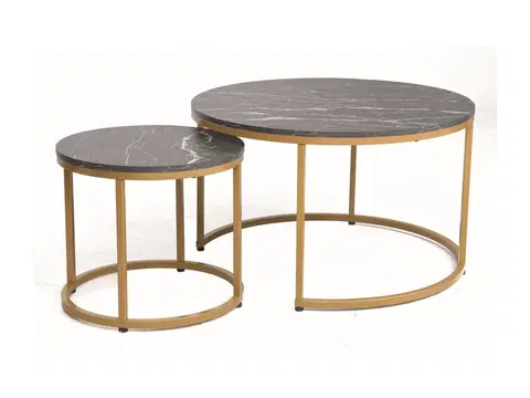 Konferenční stolky Konferenční stolek 2 ks DION Signal Černá / zlatá