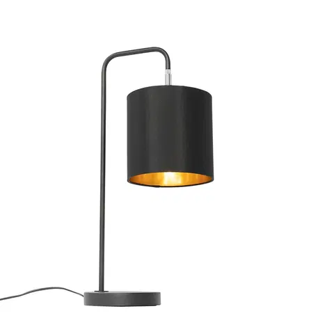 Stolni lampy Moderní stolní lampa černá se zlatým interiérem - Lofty