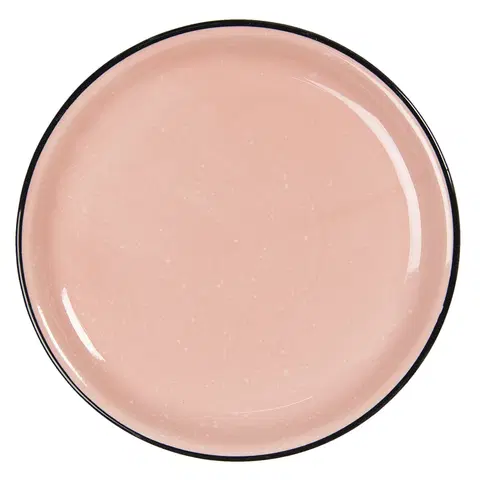 Talíře Růžový mělký keramický talíř s kaňkami Printemps – Ø 27*3 cm Clayre & Eef 6CEFP0052P