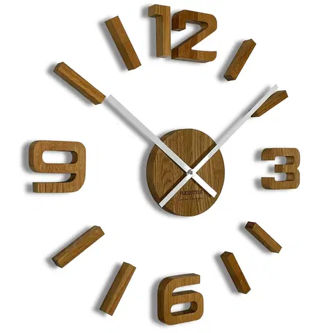 Nástěnné hodiny Elegantní nalepovací nástěnné dřevěné hodiny na zeď