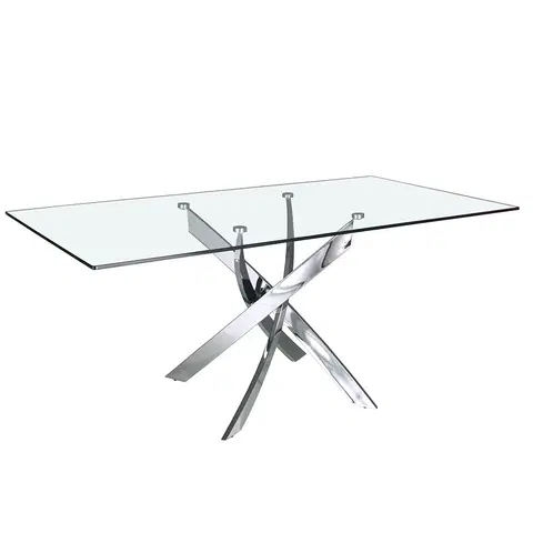Designové a luxusní jídelní stoly Estila Skleněný jídelní stůl Urbano s chromovými nožičkami obdélníkový 140-180cm