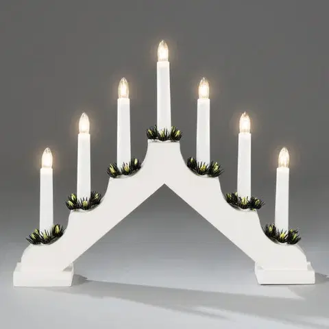 Vánoční dekorace Adventní svícen dřevěný Gavar, bílá