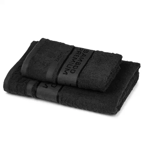 Ručníky 4Home Sada Bamboo Premium osuška a ručník černá, 70 x 140 cm, 50 x 100 cm