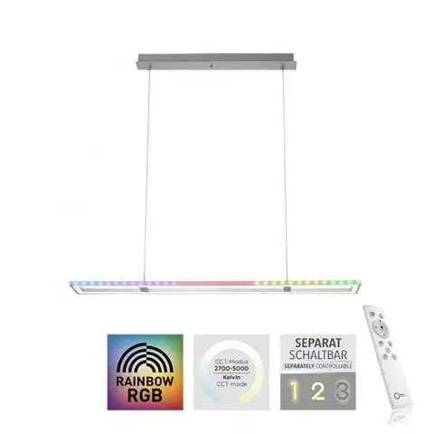 LED lustry a závěsná svítidla LEUCHTEN DIREKT is JUST LIGHT LED závěsné svítidlo, stříbrná barva, stmívatelné, Rainbow RGB, paměťová funkce RGB+2700-5000K